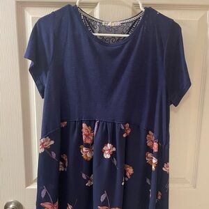 Jolt Navy and Pink Floral Kids Dress